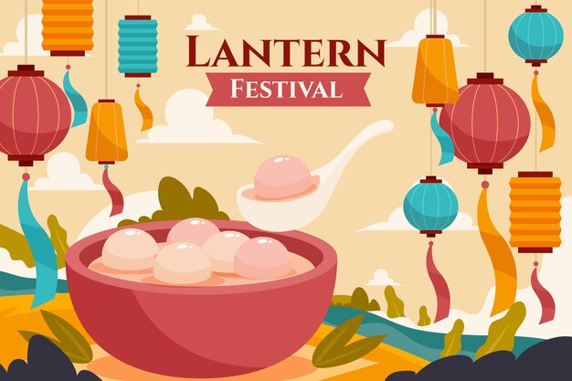 Flat lantern festival background