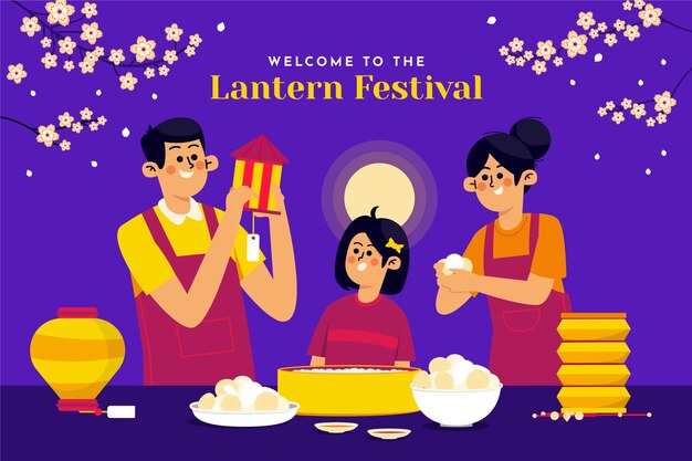 Flat lantern festival background