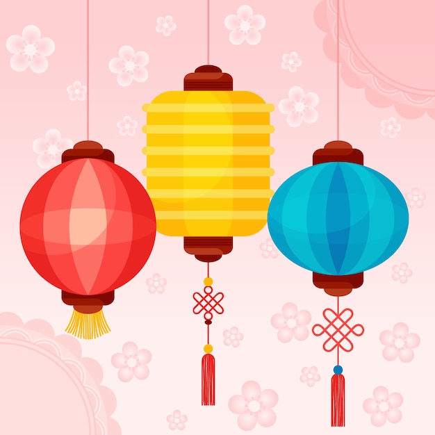 Free Vector flat lantern festival illustration