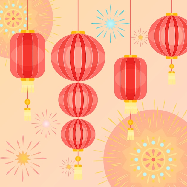 Free Vector flat lantern festival illustration