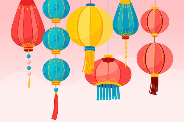 Flat lantern festival illustration