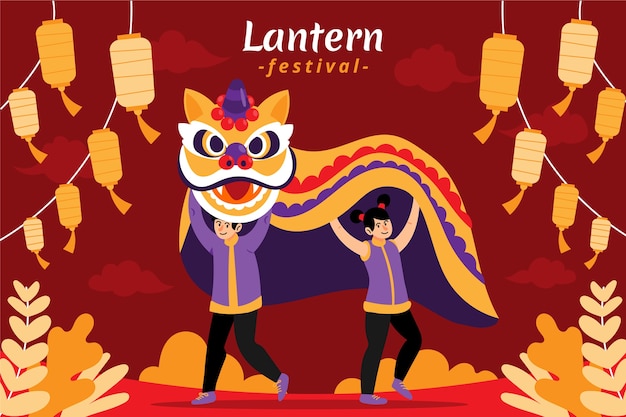 Flat lantern festival illustration