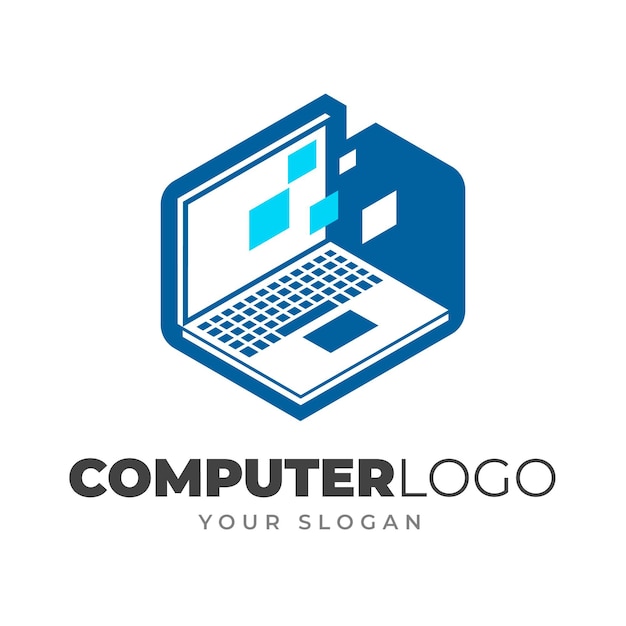 Flat laptop logo template