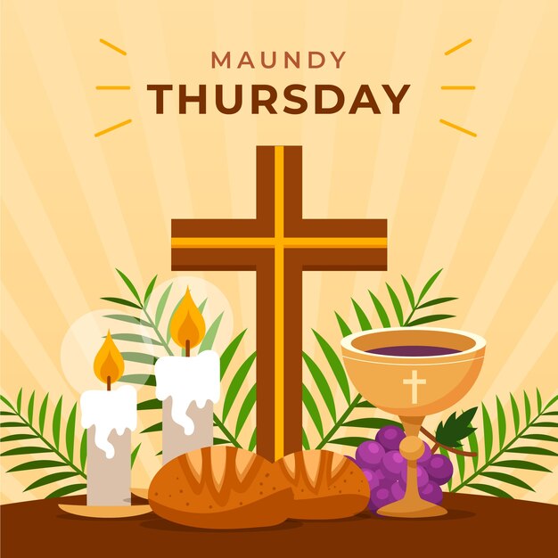 Flat last supper maundy thursday illustration