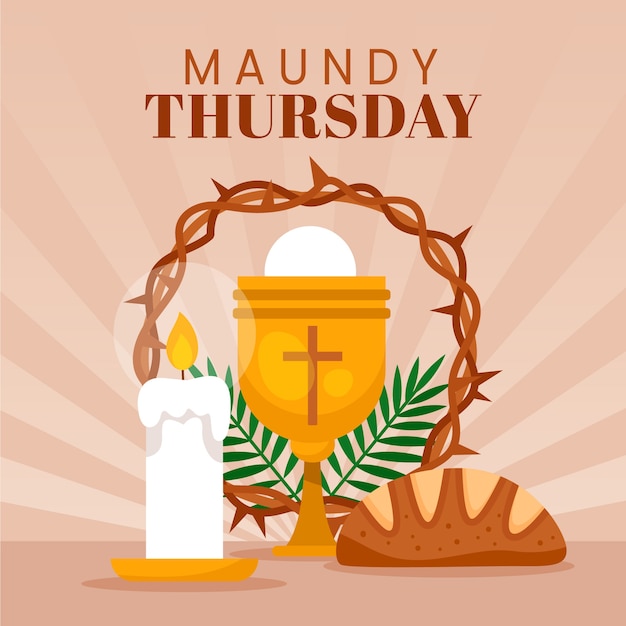 Flat last supper maundy thursday illustration