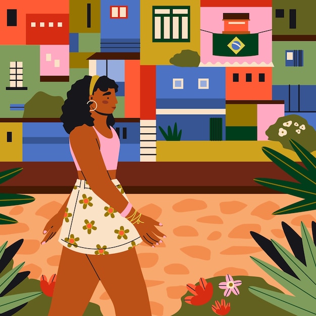 Flat latin america scene illustration