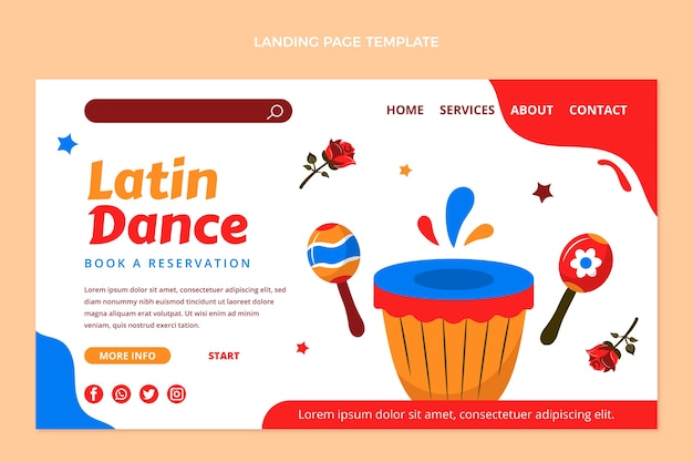 Flat latin dance party landing page template