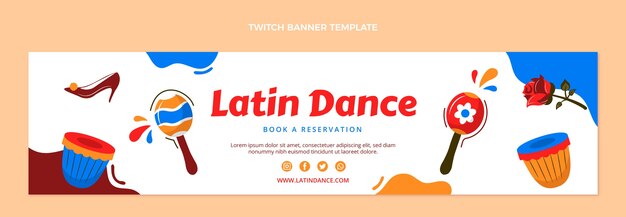 Flat latin dance party twitch banner