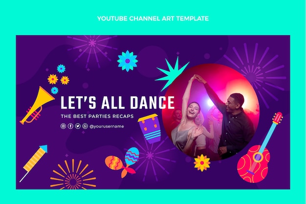 Flat latin dance party youtube channel art