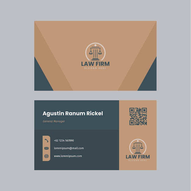 Flat law firm horizontal business card template