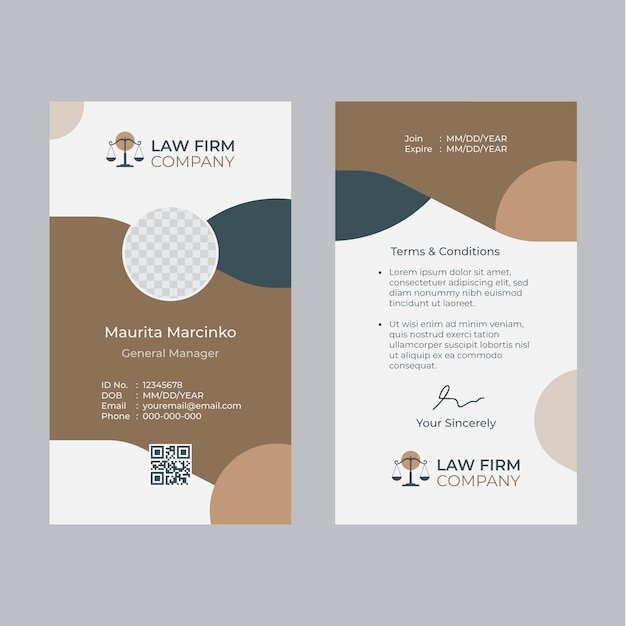 Flat law firm id card template