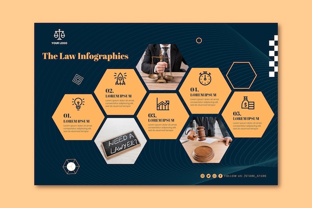 Flat law firm infographic template