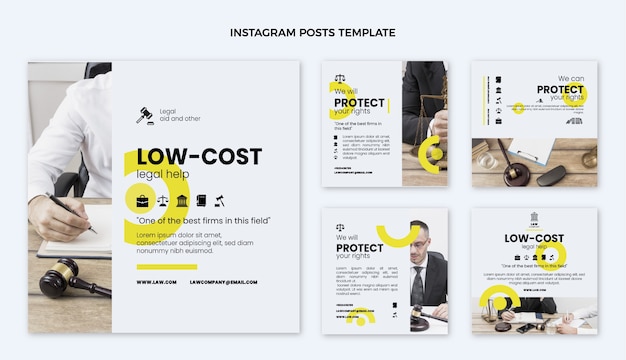 Flat law firm instagram posts collection