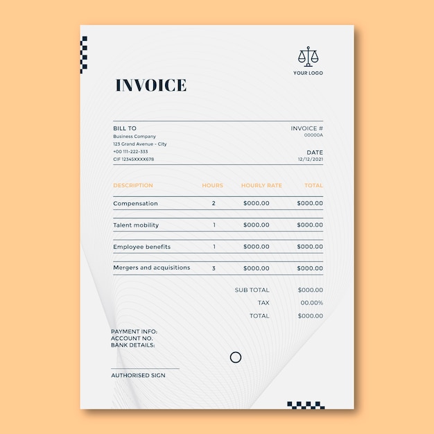 Flat law firm invoice template