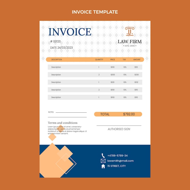 Flat law firm invoice template