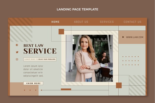 Flat law firm landing page template