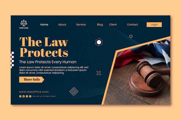 Flat law firm landing page template