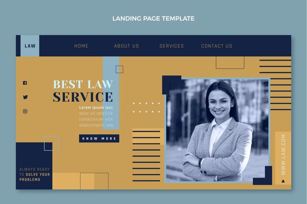 Flat law firm landing page template