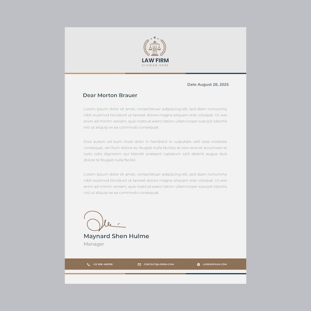 Flat law firm letterhead template