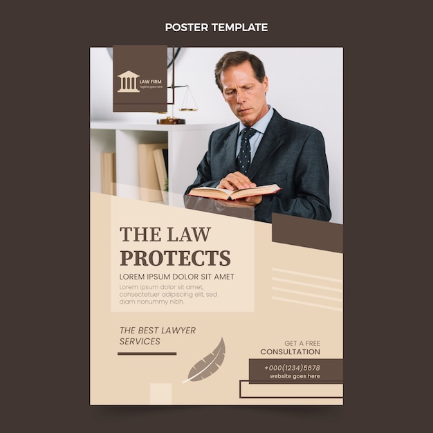 Free Vector flat law firm vertical poster template