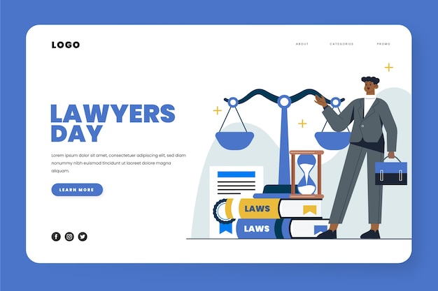 Flat lawyers day landing page template