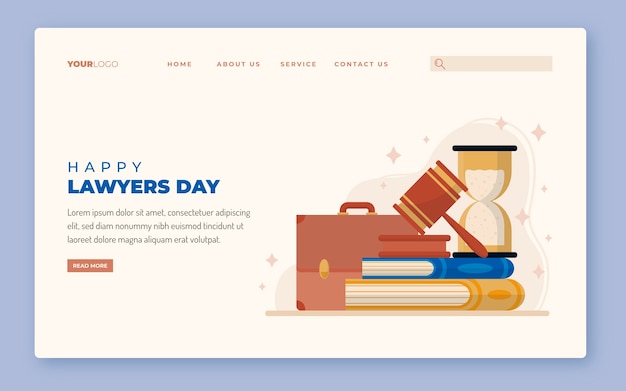 Flat lawyers day landing page template