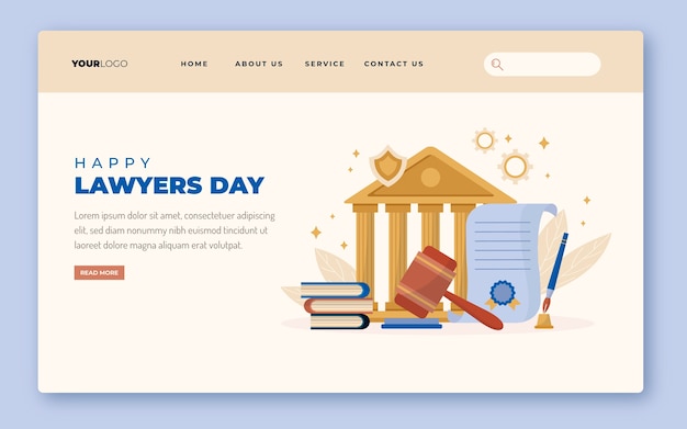 Flat lawyers day landing page template