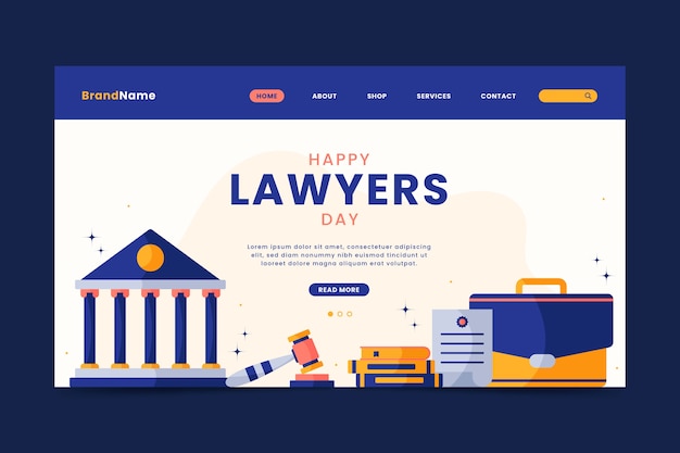 Flat lawyers day landing page template