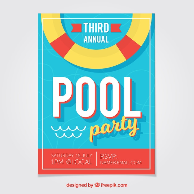 Free Vector flat leaflet of pool party