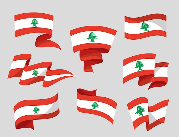 Flat lebanese flag collection