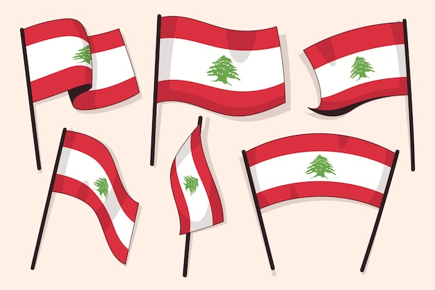 Free Vector flat lebanese flag collection