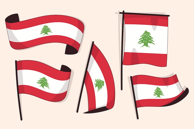 Free Vector flat lebanese flag collection