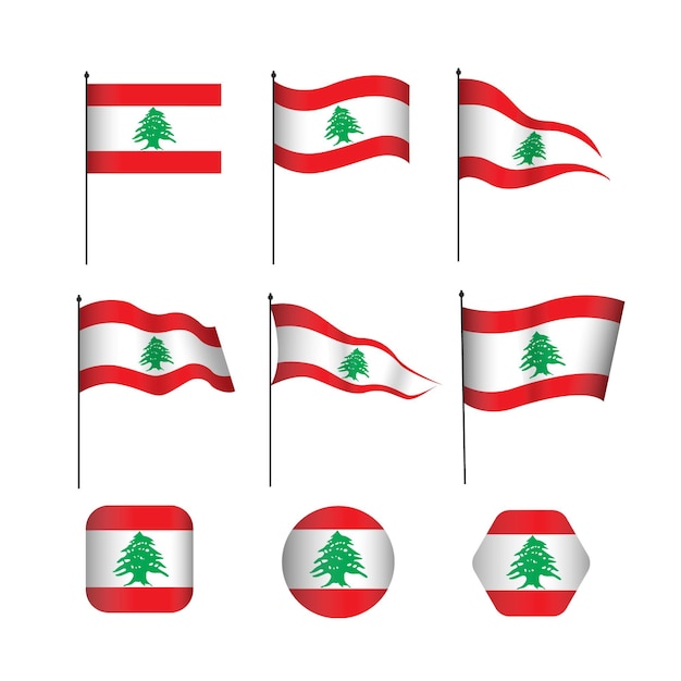 Free Vector flat lebanese flags collection