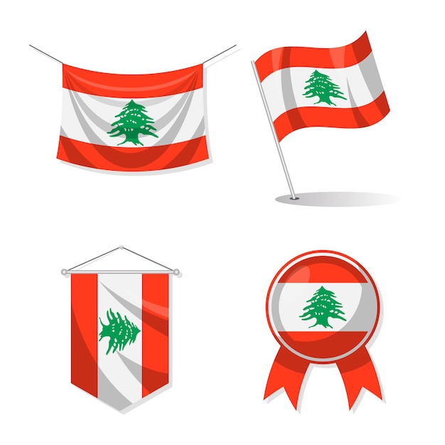 Free Vector flat lebanese flags pack