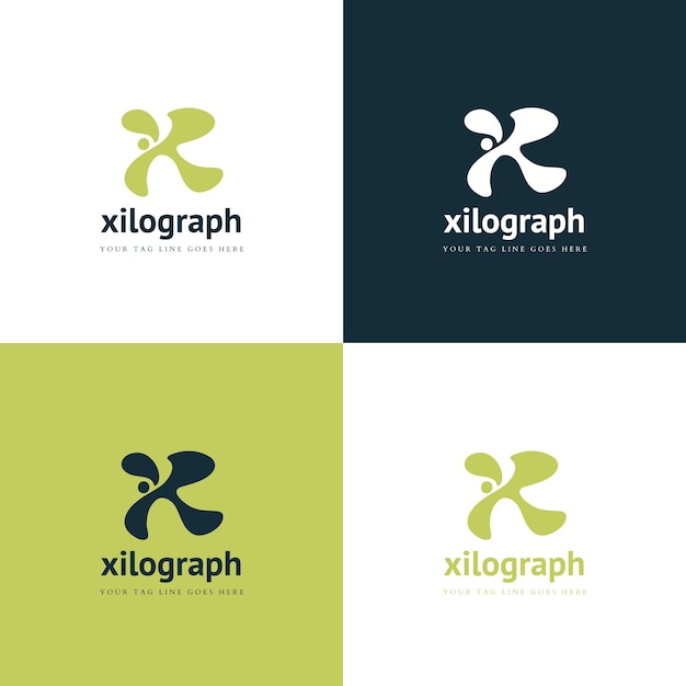 Flat letter x logo template set