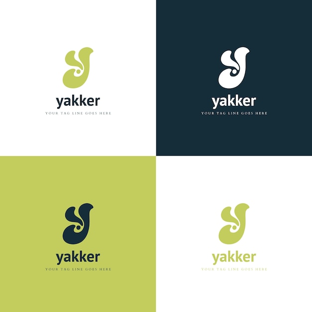 Free vector flat letter y logo template set