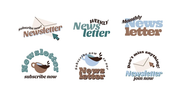 Flat lettering Newsletter label logo collection