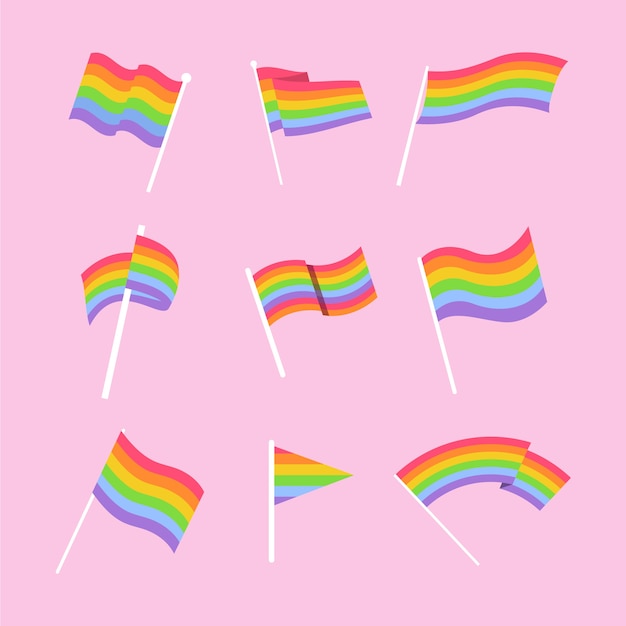 Free vector flat lgbt pride day lgbt flags