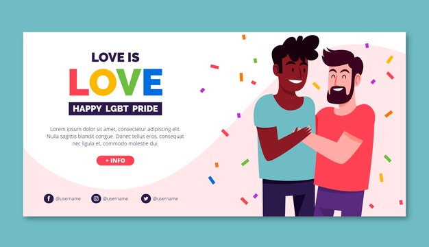 Flat lgbt pride horizontal banner template