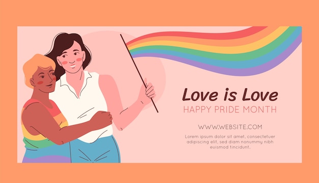 Free Vector flat lgbt pride horizontal banner template