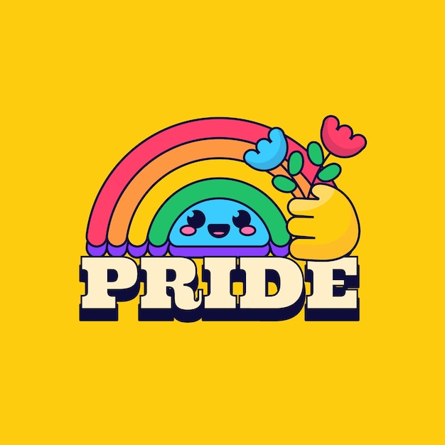 Flat lgbt pride month logo template