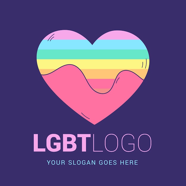 Flat lgbt pride month logo template