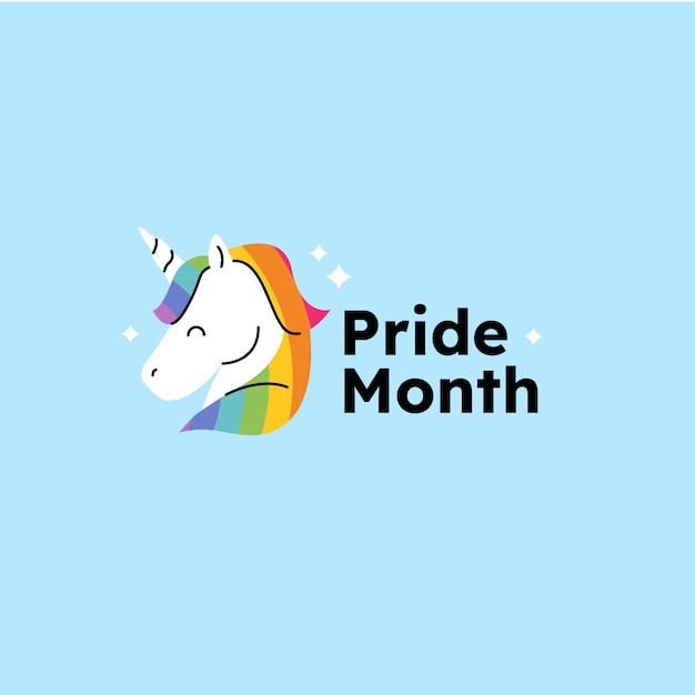 Flat lgbt pride month logo template