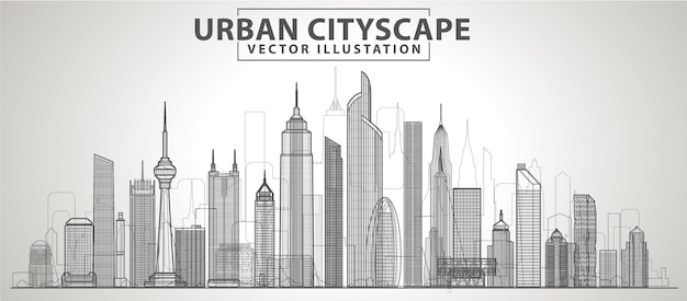 Flat Line design graphic image concept, website elements layout of Urban Landscape.

