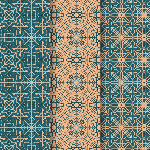 Flat linear arabic pattern collection