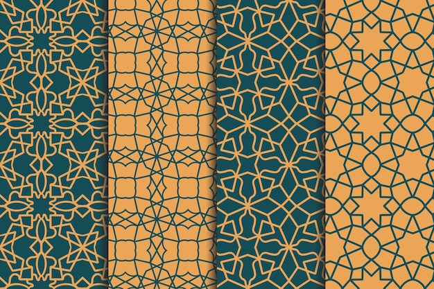 Free Vector flat linear arabic pattern collection