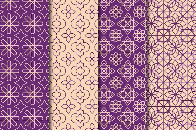 Free Vector flat linear arabic pattern collection