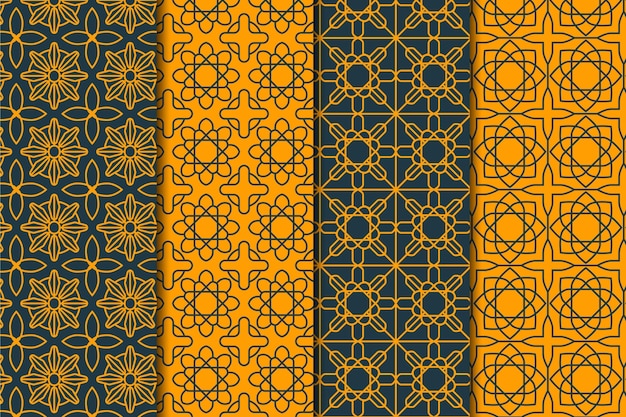 Flat linear arabic pattern collection