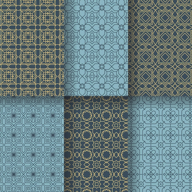 Flat linear arabic pattern collection