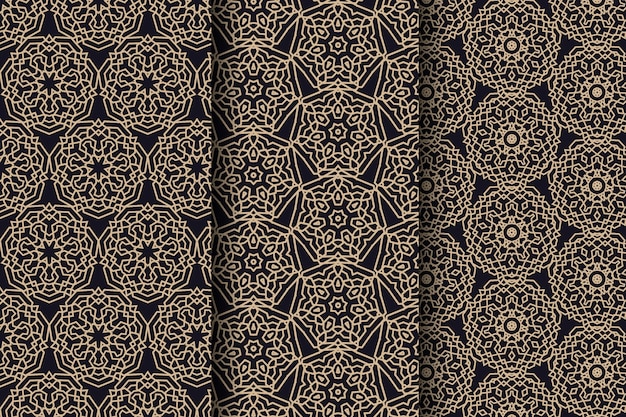 Flat linear arabic pattern collection